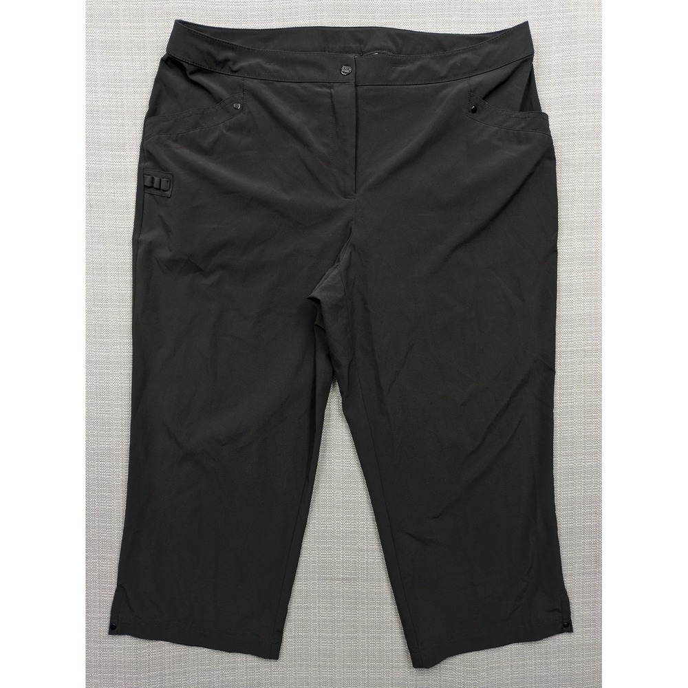 Chico's Zenergy Golf Capri Pants Womens 2 Black Stretch Pockets Summer Casual